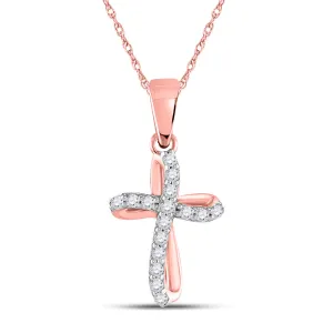 10K Rose Gold 1/10 Carat TW Diamond Gift Cross Pendant