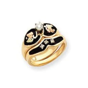 10k Tri-color Black Hills Gold Womens Antiqued Diamond Set, Size 6, (0.14 ctw, I1-I2 Clarity)