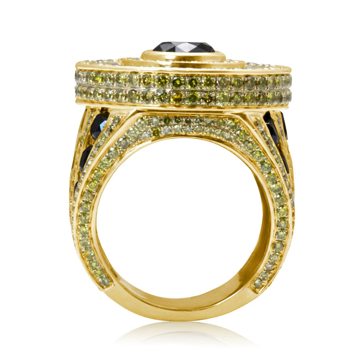 10k Yellow Gold 18.52ct Black and Yellow Diamond Ring