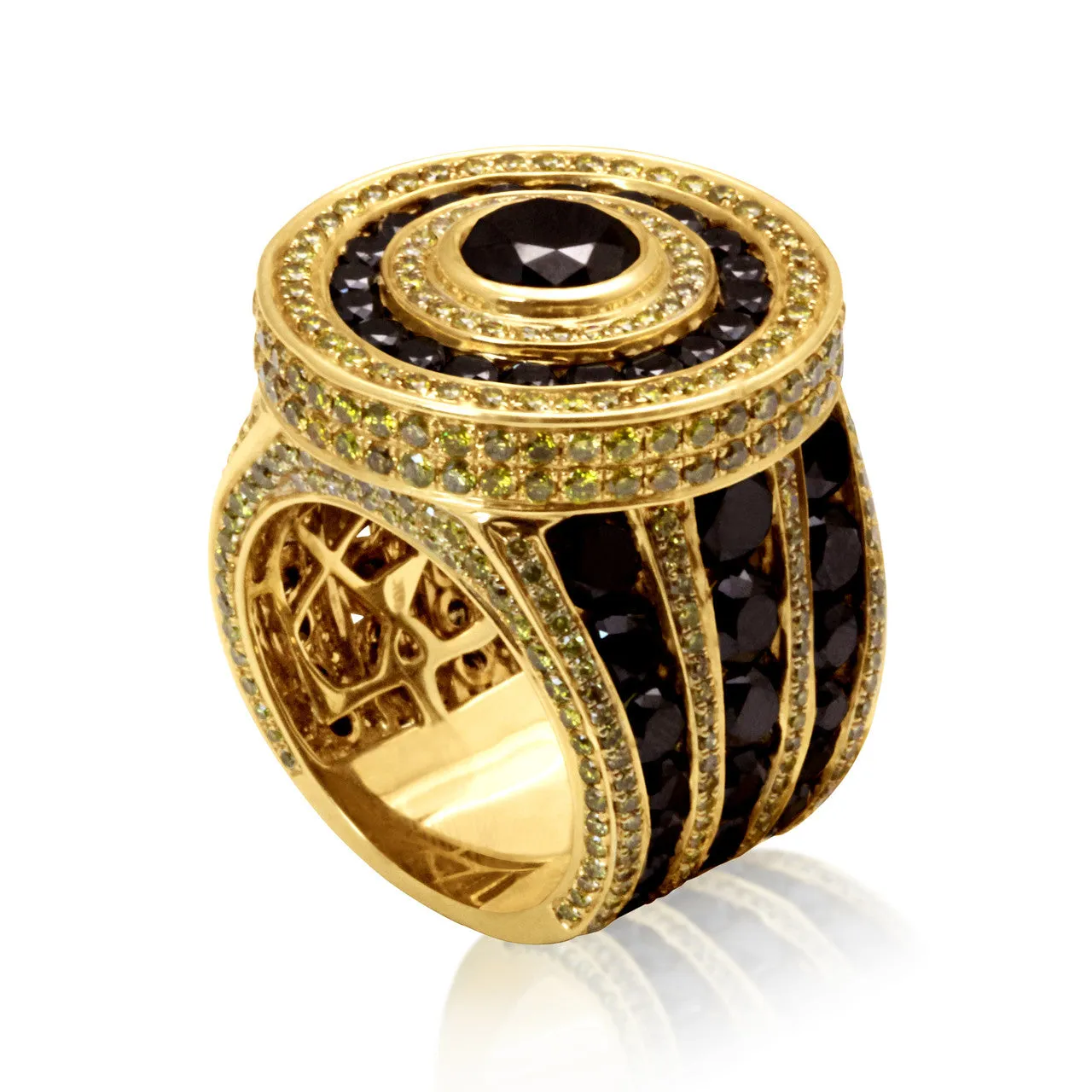 10k Yellow Gold 18.52ct Black and Yellow Diamond Ring