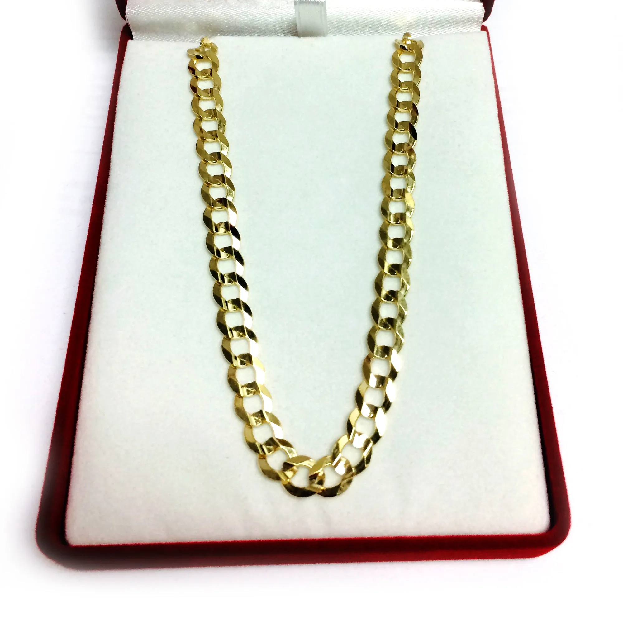 10k Yellow Gold Comfort Curb Chain Necklace, 7.0mm