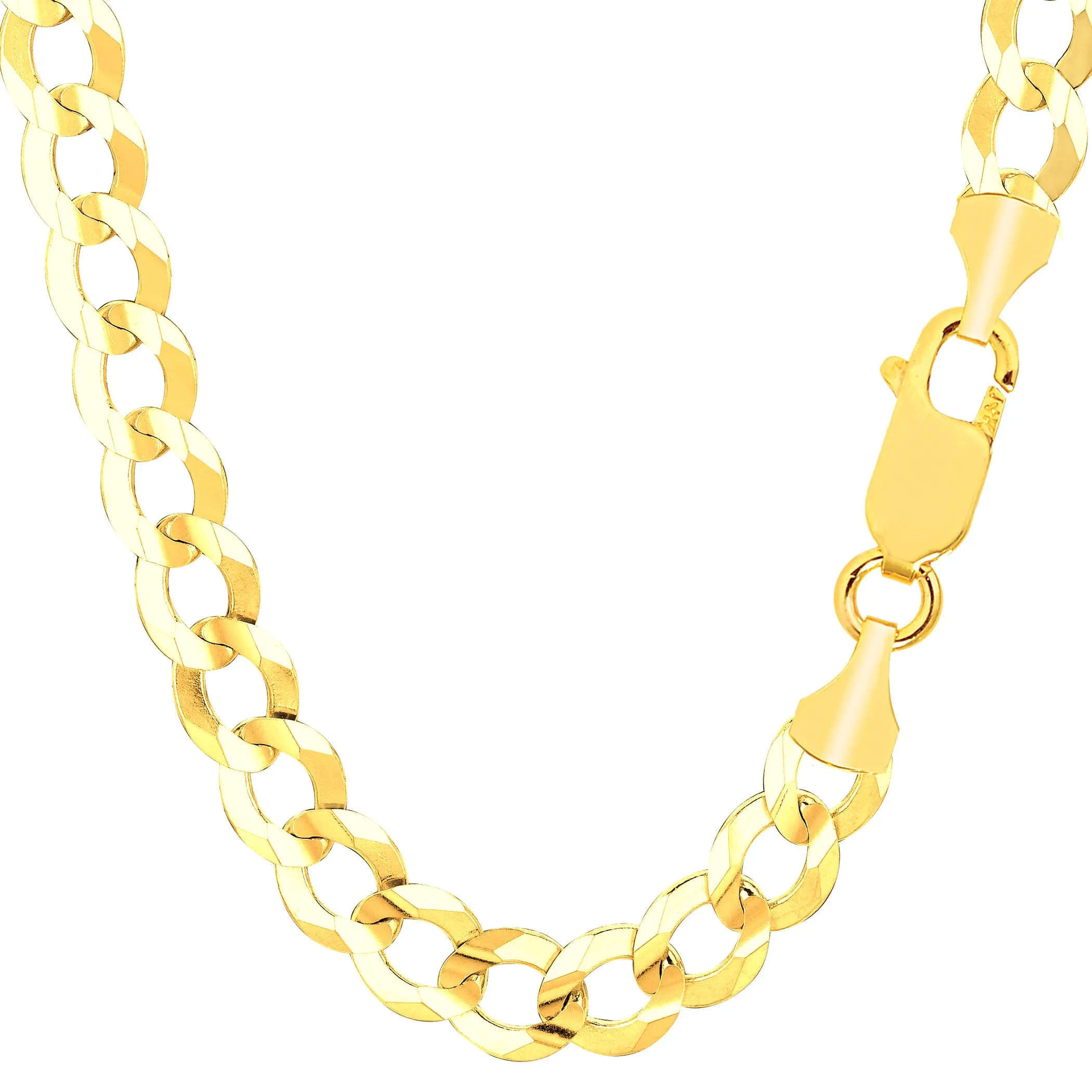 10k Yellow Gold Comfort Curb Chain Necklace, 7.0mm