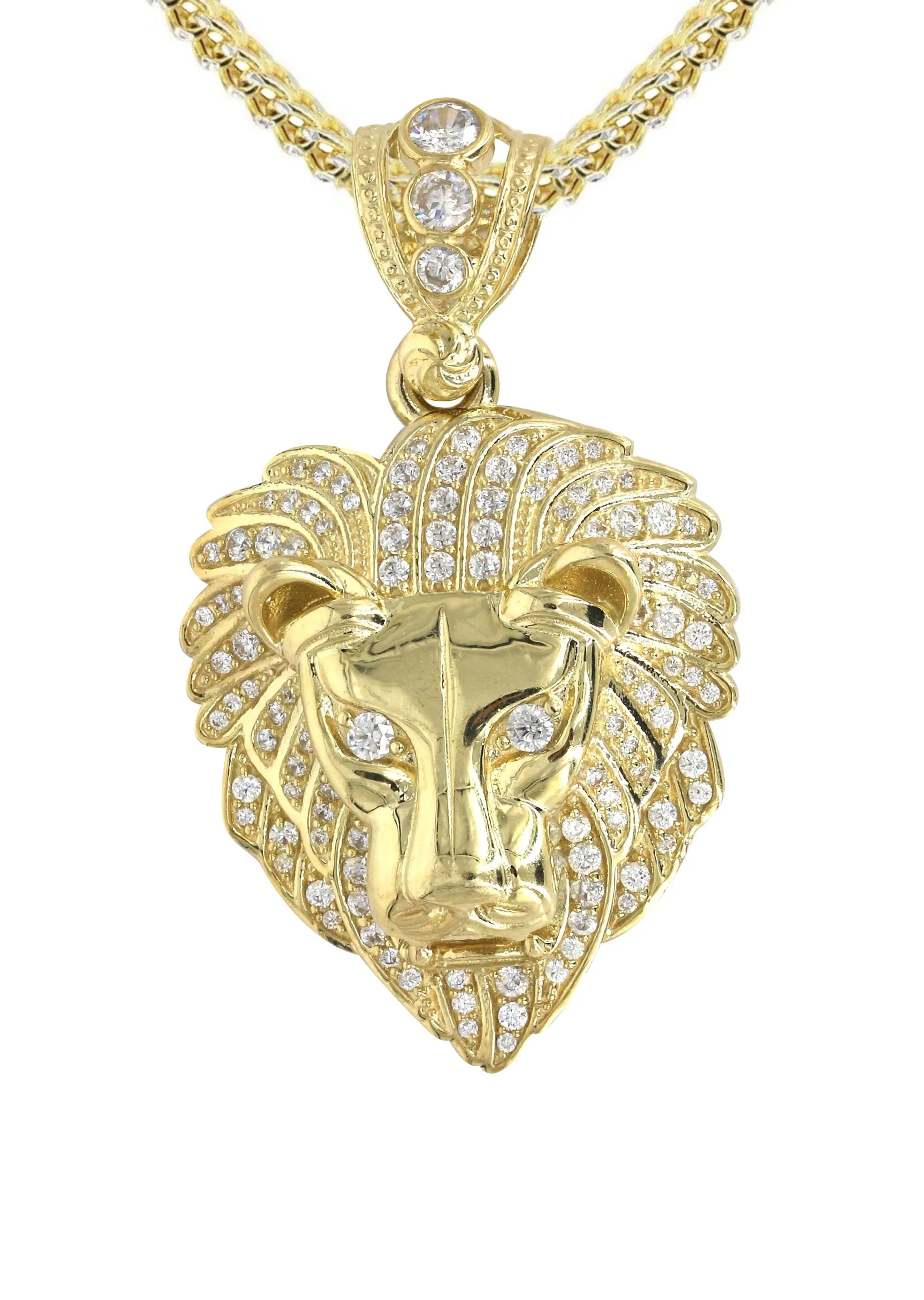 10K Yellow Gold Lion Head Necklace | Appx 21.9 Grams