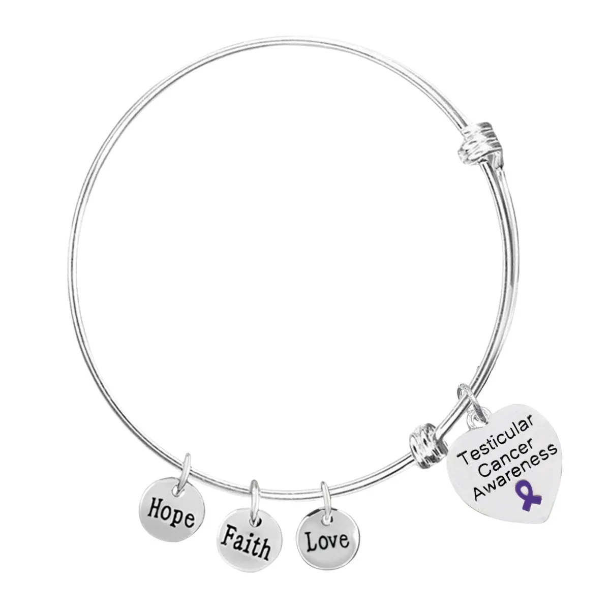 12 Testicular Cancer Heart Retractable Charm Bracelets