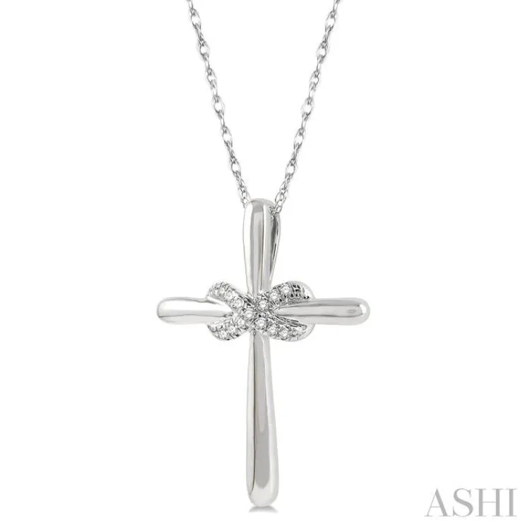 1/20 Ctw Infinity Round Cut Diamond Cross Pendant With Chain in 10K White Gold