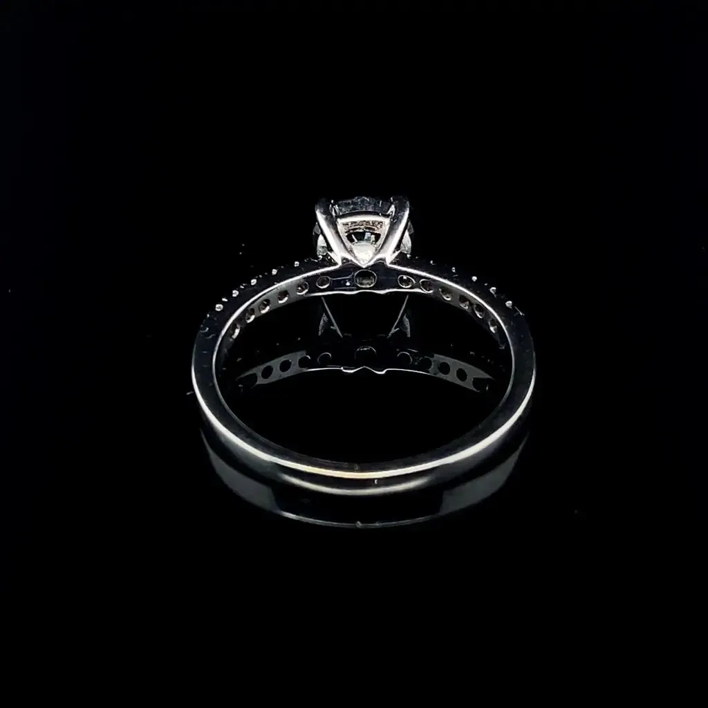 1.31cts Round Solitaire Rosecut Black Colored Diamond Engagement Ring 18kt