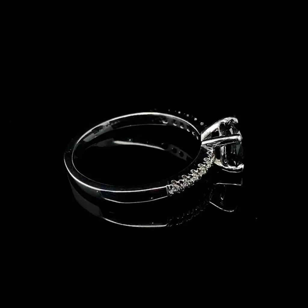 1.31cts Round Solitaire Rosecut Black Colored Diamond Engagement Ring 18kt