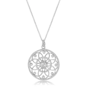 1.4 Ct Rhodium Pendant Necklace with Interlocking Circles and CZ