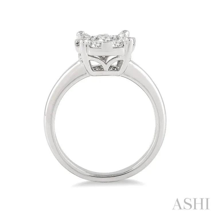 1/4 Ctw Lovebright Round Cut Diamond Ring in 14K White Gold