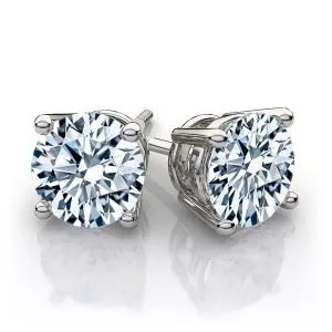 1.42 Carat T.W. Round Brilliant Cut White Gold Diamond Studs