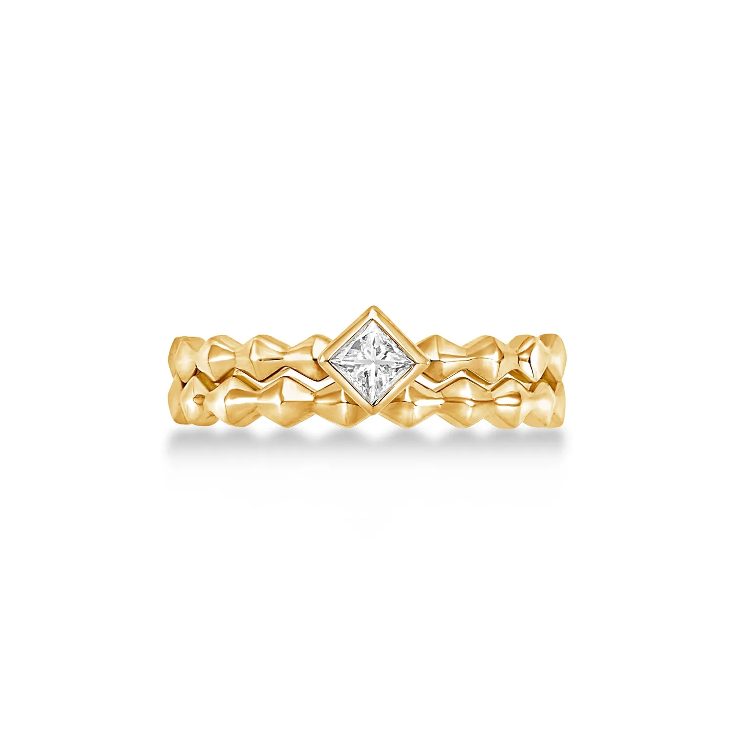 14k Brancusi Duo Narrative Ring Stack