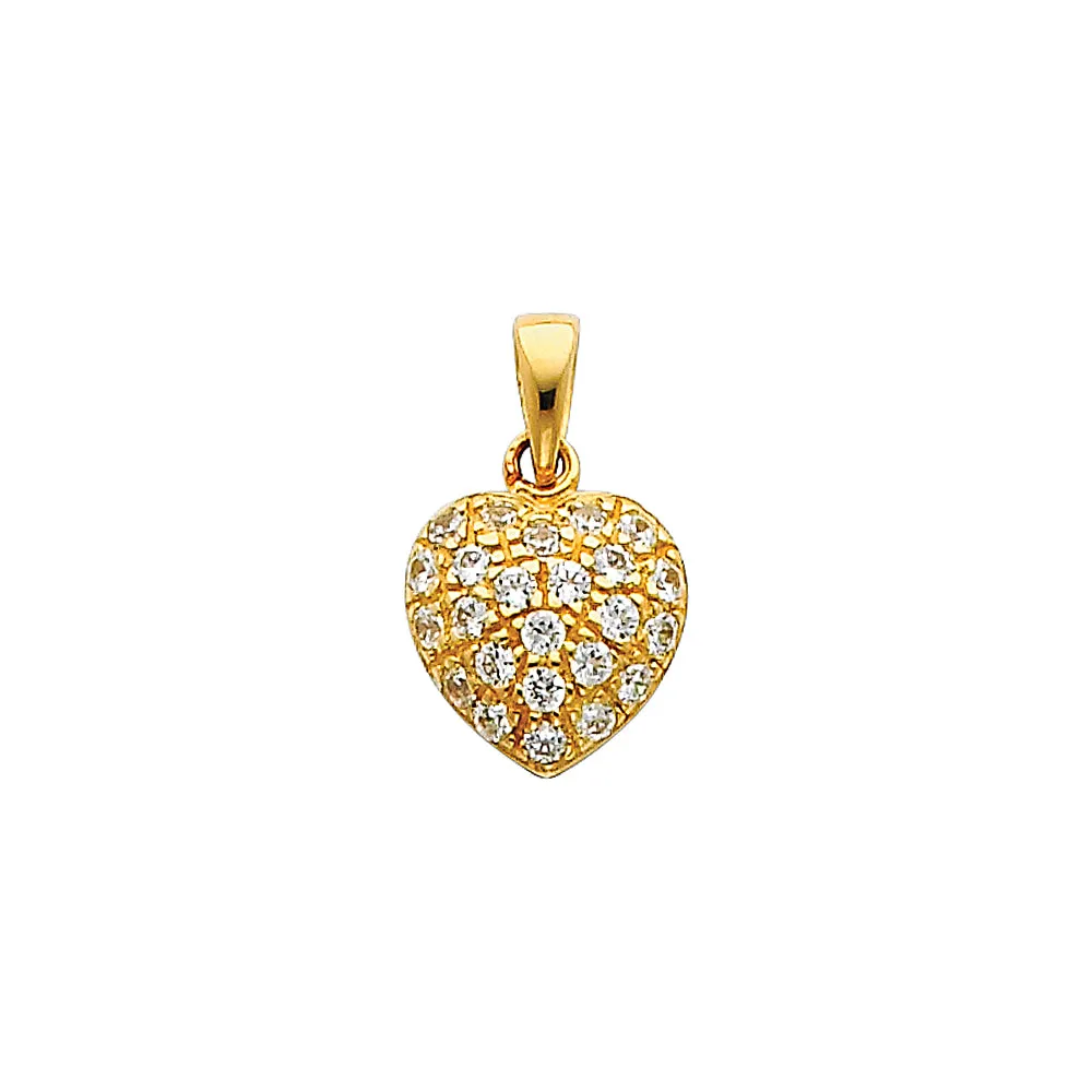 14K Cluster CZ Heart Pendant