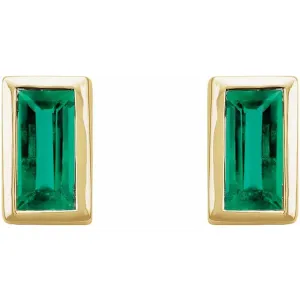 14K Gold 0.26 CTW Natural Emerald Bezel-Set Earrings