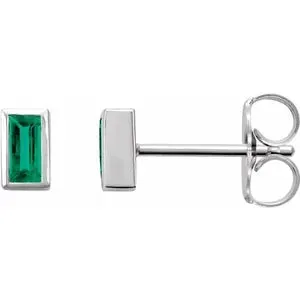 14K Gold 0.26 CTW Natural Emerald Bezel-Set Earrings