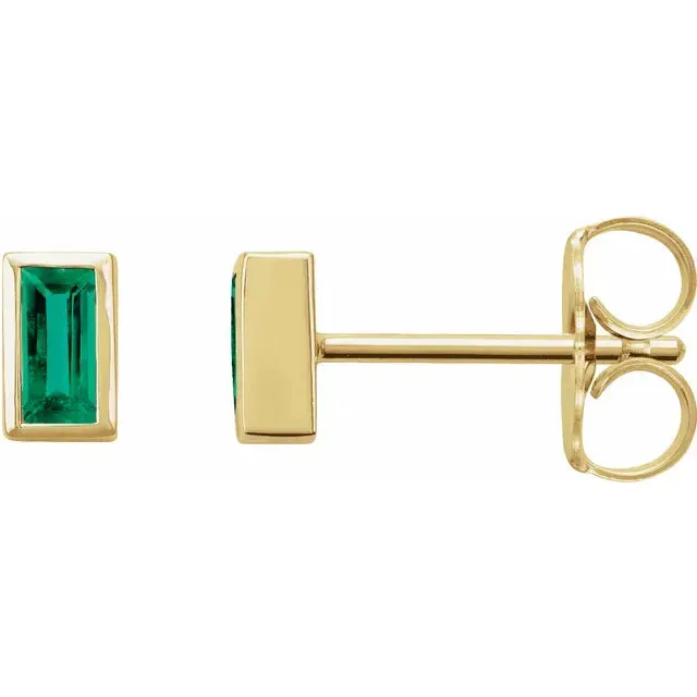 14K Gold 0.26 CTW Natural Emerald Bezel-Set Earrings