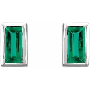 14K Gold 0.26 CTW Natural Emerald Bezel-Set Earrings