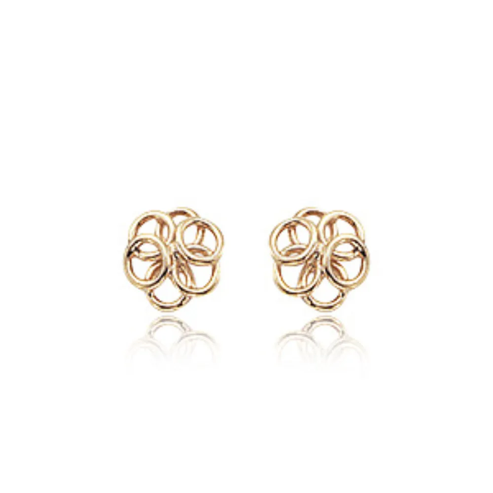 14k Gold Cluster Button Earrings