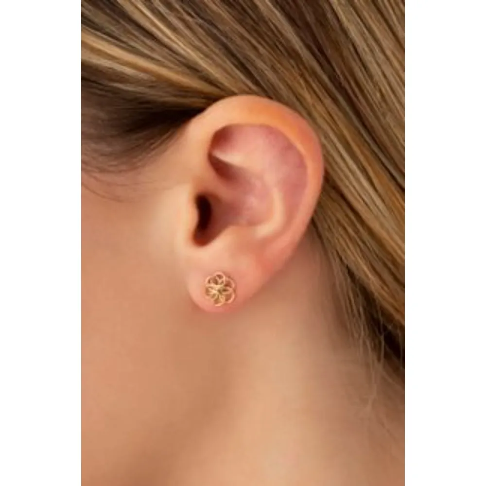 14k Gold Cluster Button Earrings