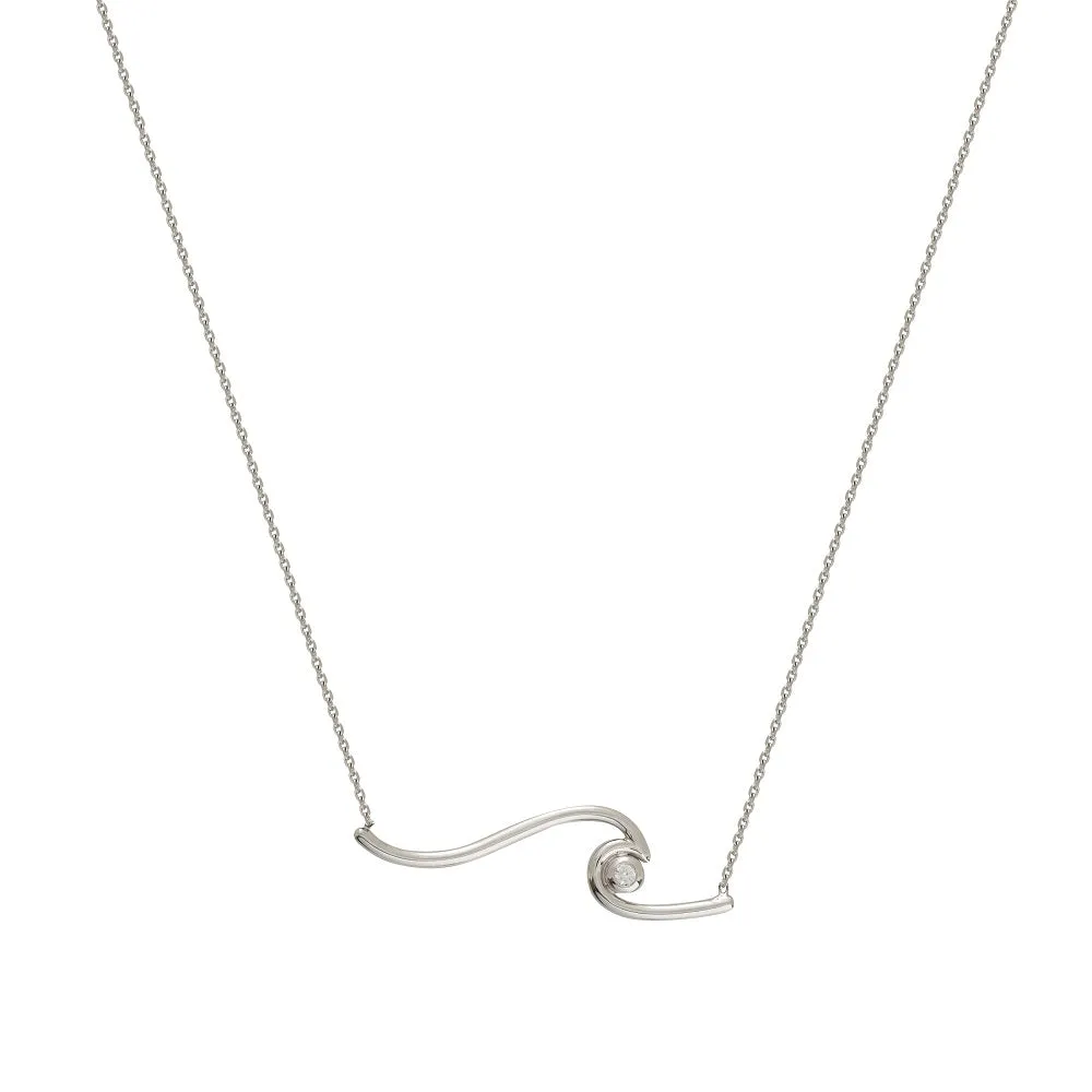 14K Gold Diamond Accent Wave Necklace