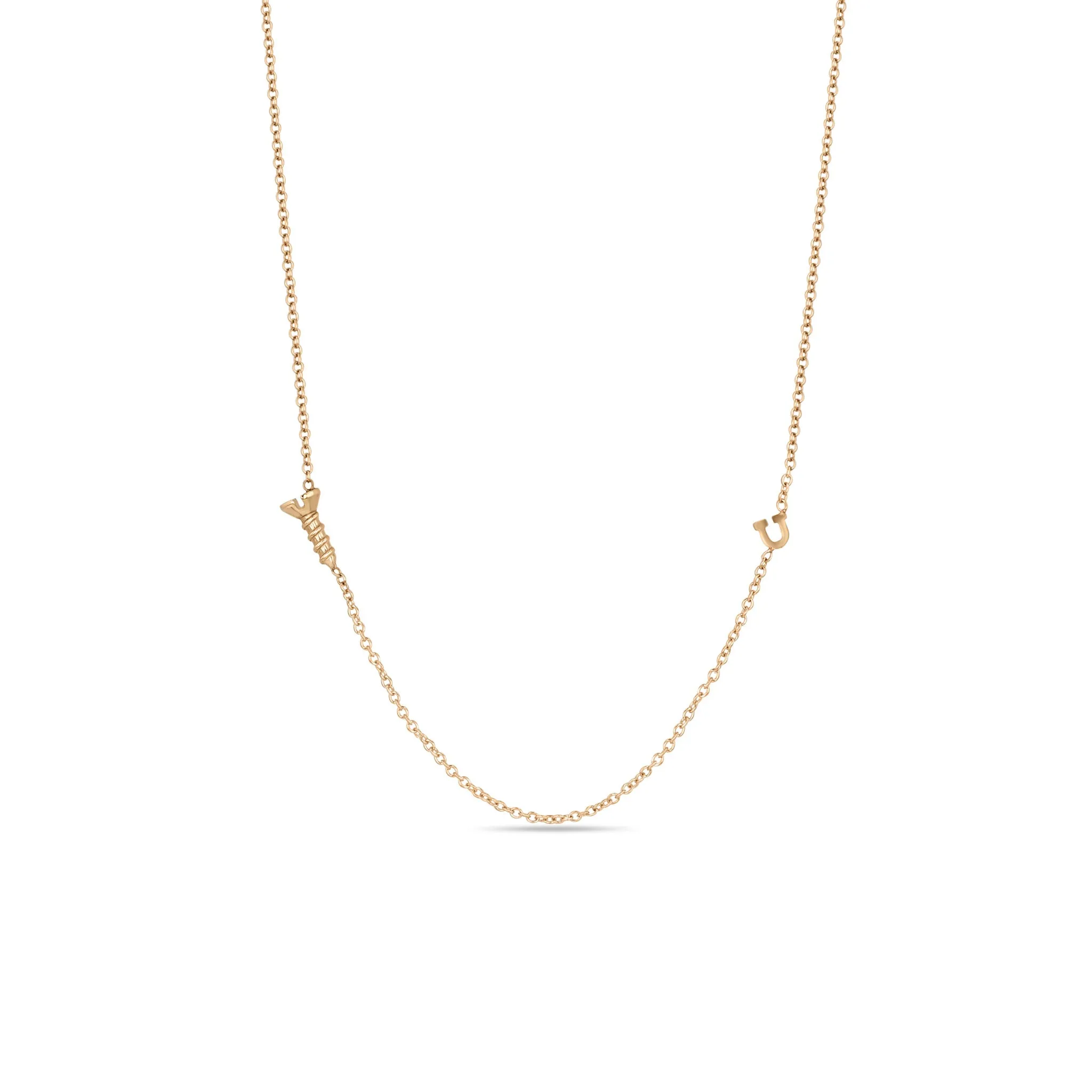 14k Gold Screw U Necklace