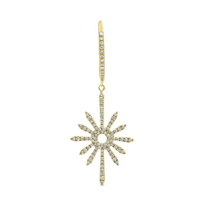 14k Gold Starburst Diamond Drop Earrings