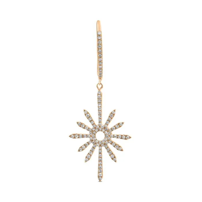 14k Gold Starburst Diamond Drop Earrings