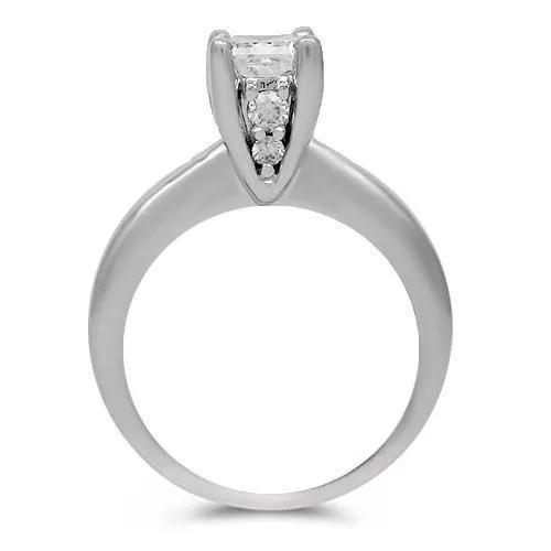 14K Solid White Gold Diamond Solitaire Engagement Ring 1.25 Ctw