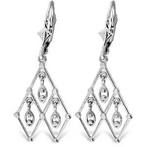 14K Solid White Gold We Are Chandelier Earrings