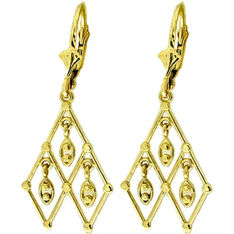 14K Solid White Gold We Are Chandelier Earrings