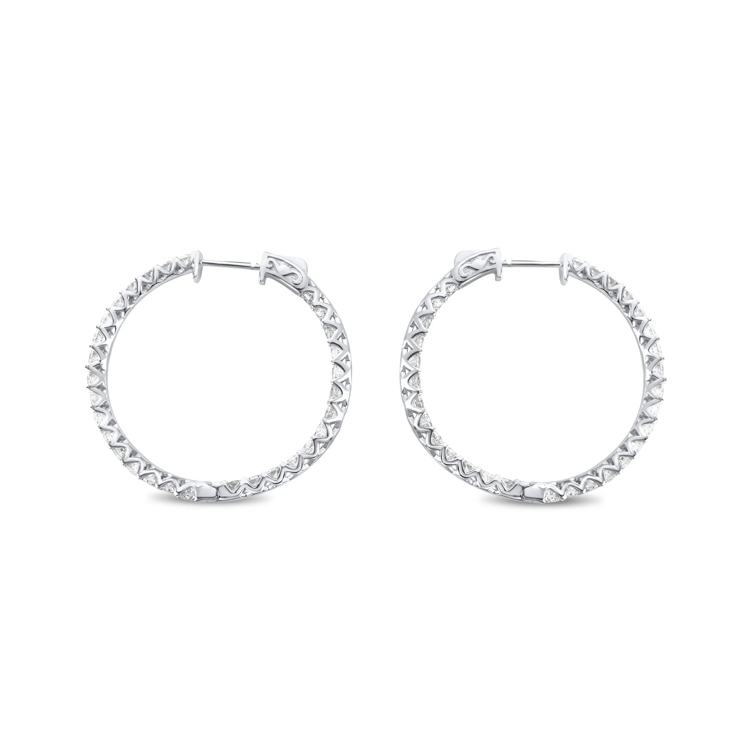 14k White Gold Diamond Hoop Earrings 5.28 ctw