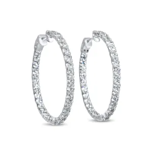 14k White Gold Diamond Hoop Earrings 5.28 ctw