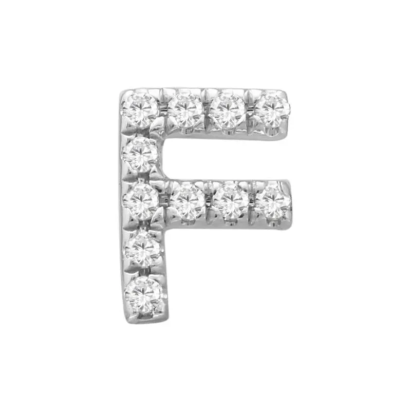 14K White Gold Mini Diamond Initial Earring