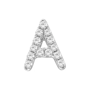 14K White Gold Mini Diamond Initial Earring