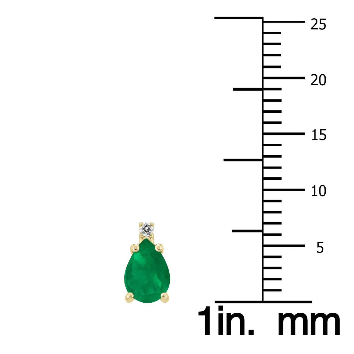 14K Yellow Gold 5X3Mm Pear Emerald And Diamond Earrings