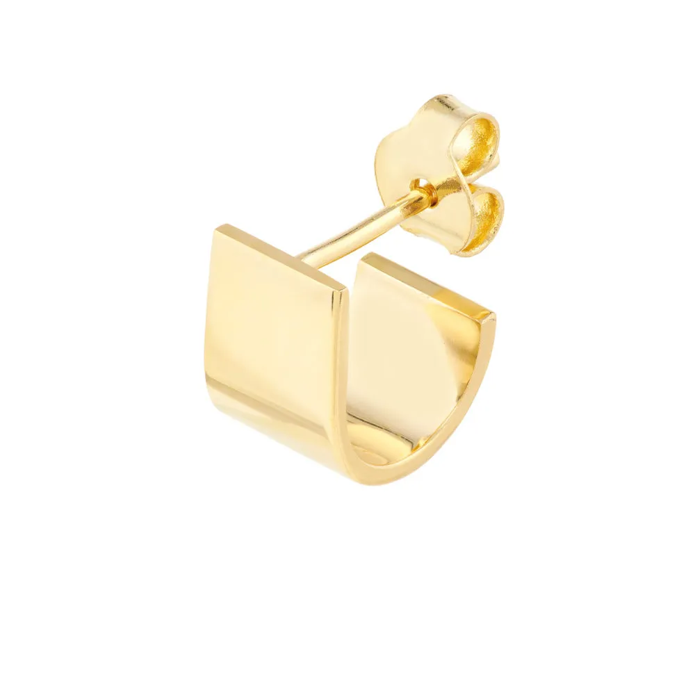 14k Yellow Gold J Hoop Huggie Earrings