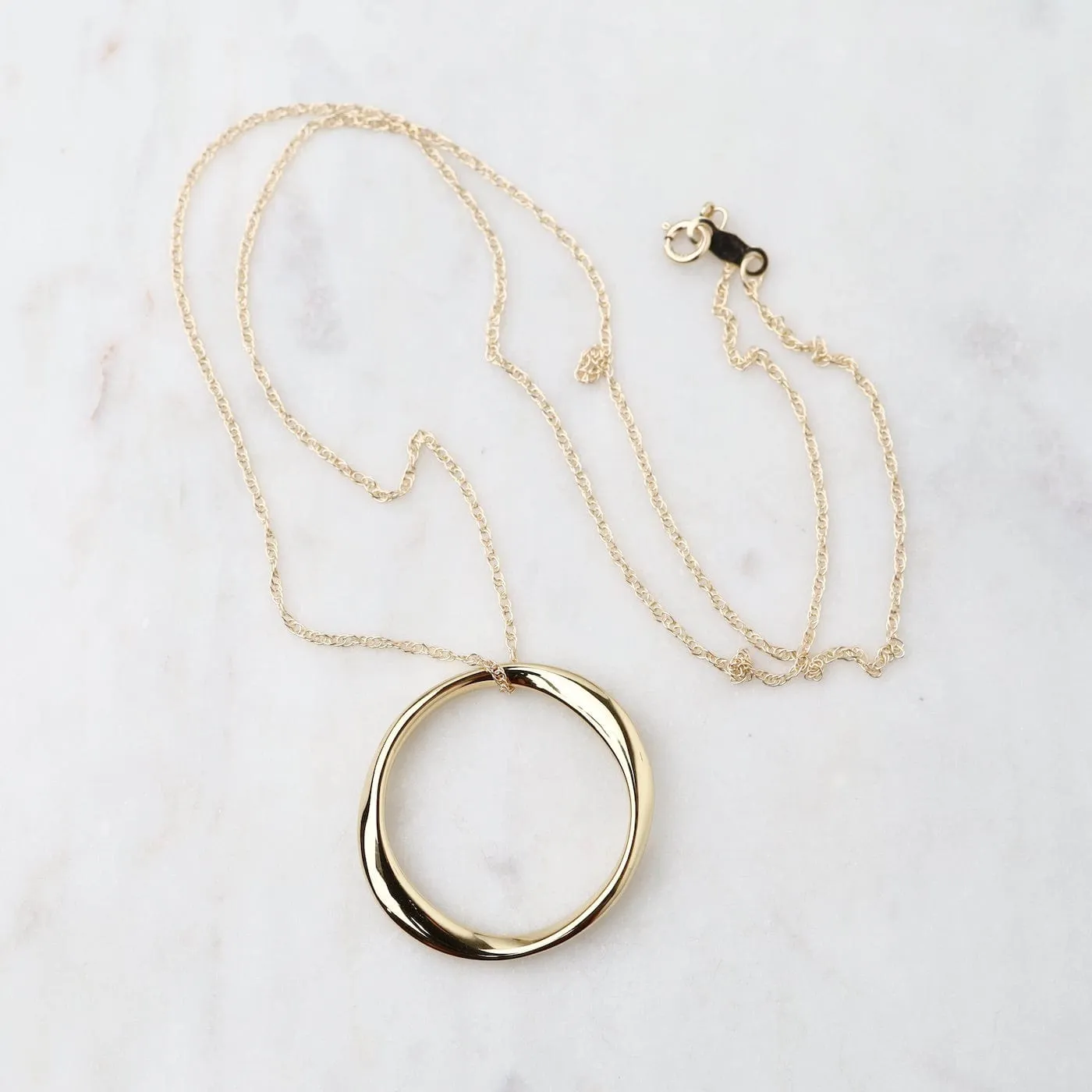 14K Yellow Gold Large Twisted Ring Necklace