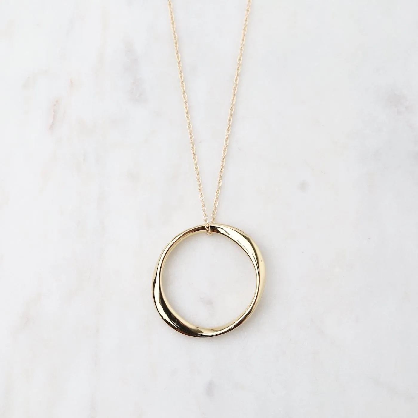 14K Yellow Gold Large Twisted Ring Necklace