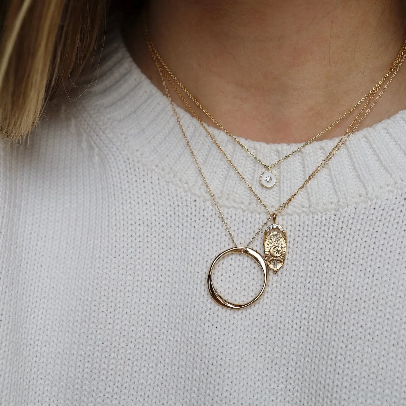 14K Yellow Gold Large Twisted Ring Necklace