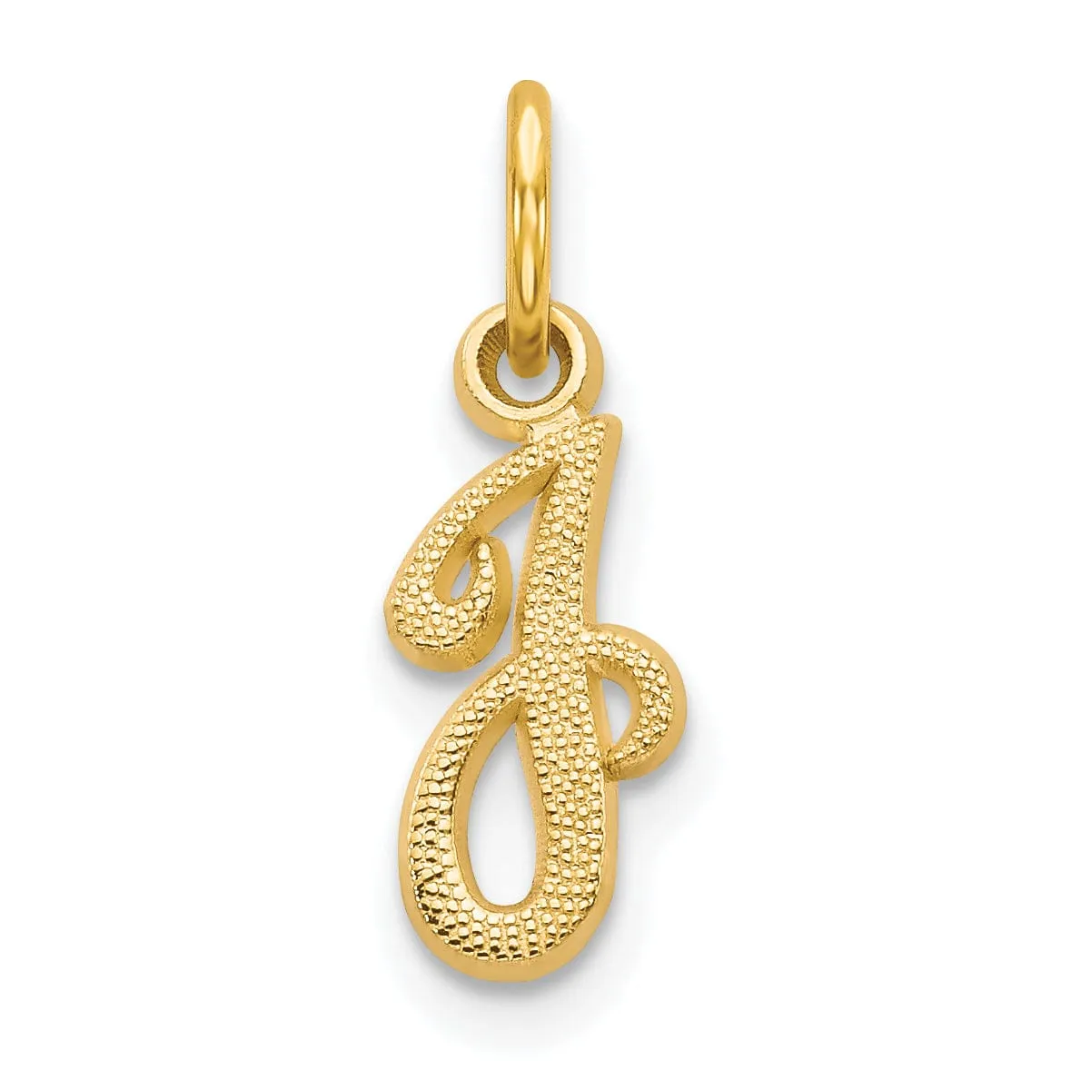 14K Yellow Gold Small Script Design Letter J Initial Charm Pendant