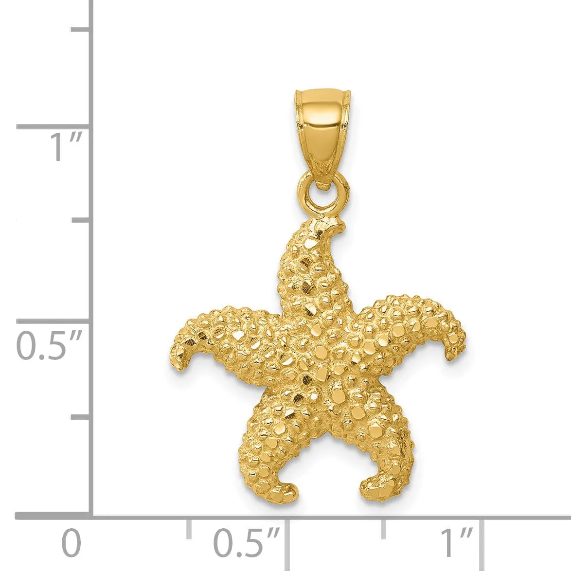 14K Yellow Gold Solid Polished Starfish Charm Pendant