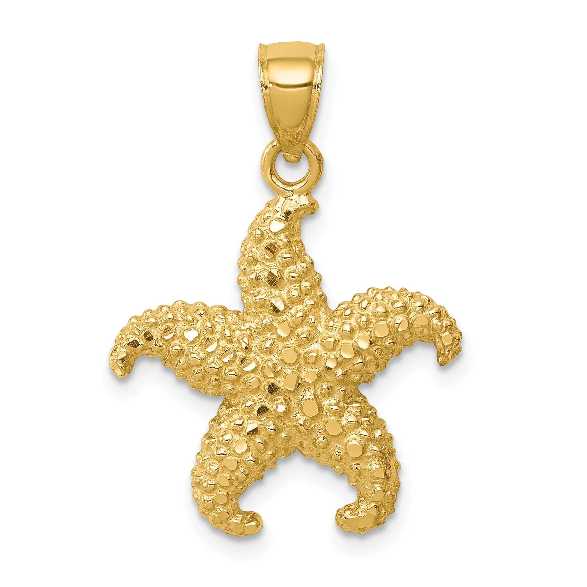 14K Yellow Gold Solid Polished Starfish Charm Pendant