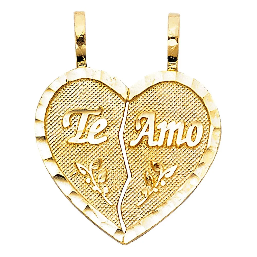 14KY TE AMO HEART 2 PIECE PENDANT