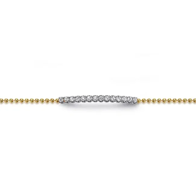 14KYW White Sapphire Bar Bracelet