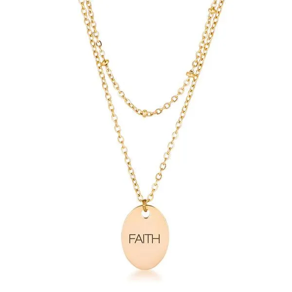 18k Gold Plated Double Chain FAITH Necklace