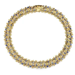 18K Lace Blue Mix Sapphire & Diamond Necklace - N-34S