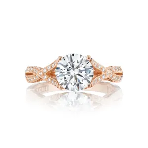 18K Rose Gold Tacori Semi-Mount Braided Pave Shoulder Diamond Engagement Ring (Setting Only)