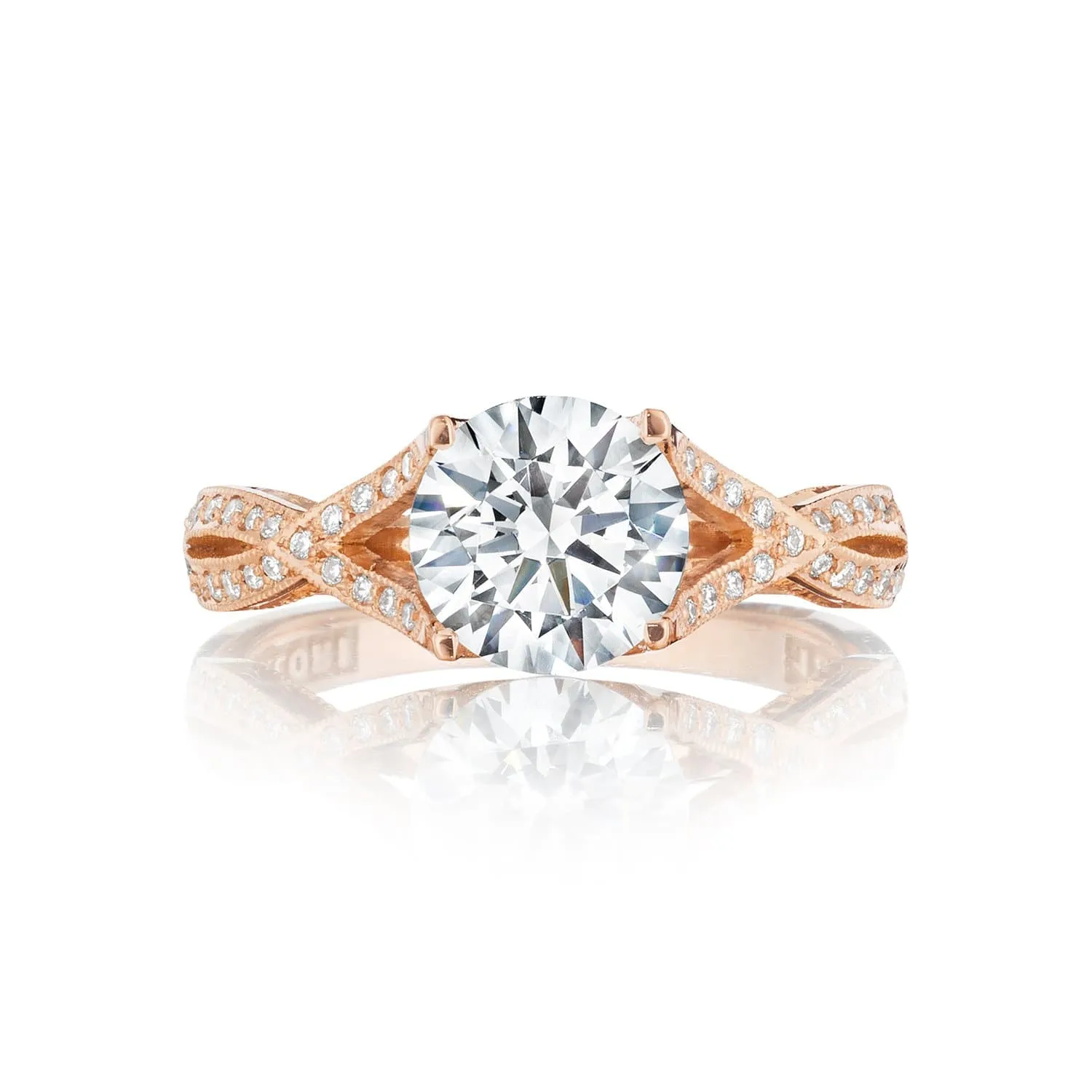 18K Rose Gold Tacori Semi-Mount Braided Pave Shoulder Diamond Engagement Ring (Setting Only)