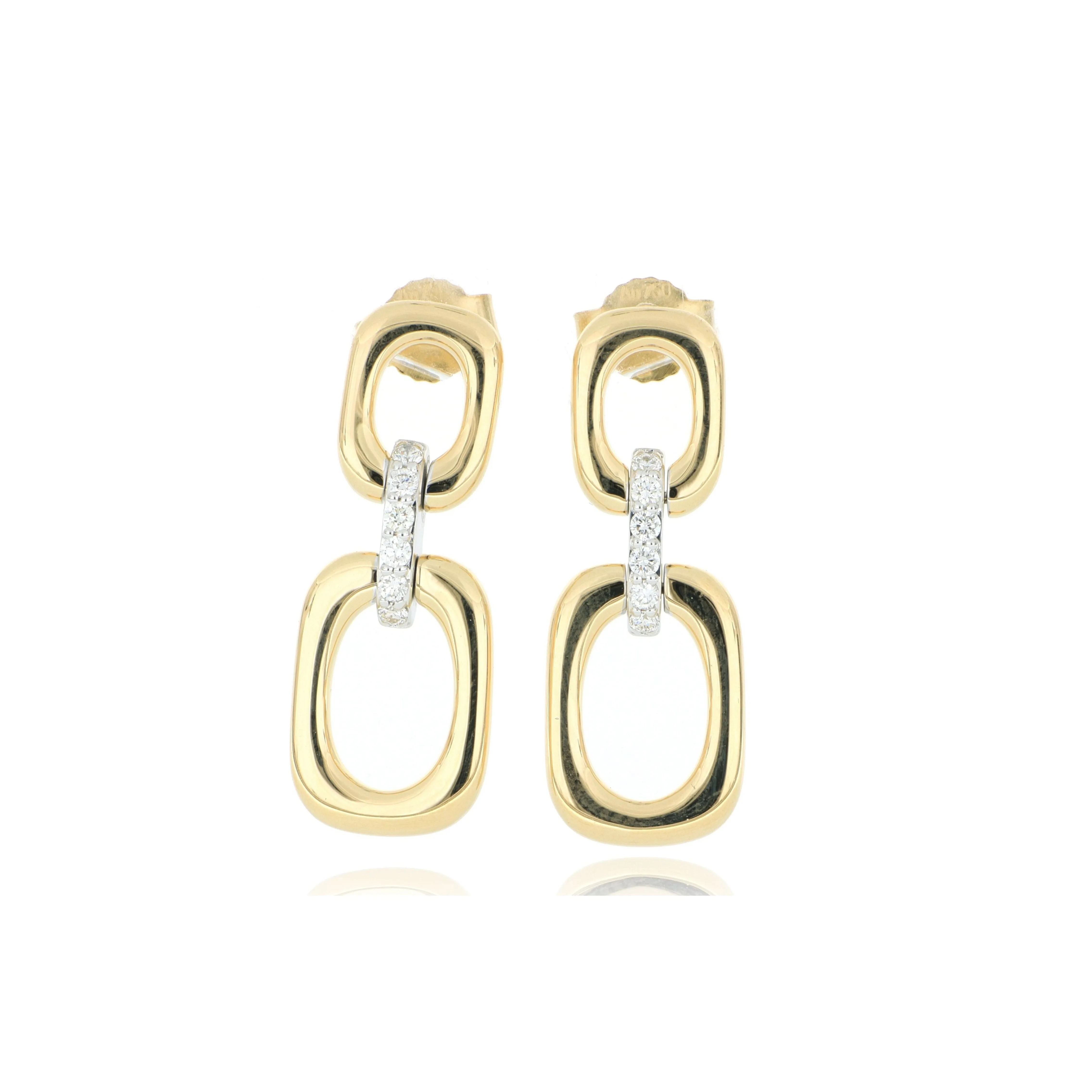 18k Yellow and White Gold Diamond Fashion Earrings