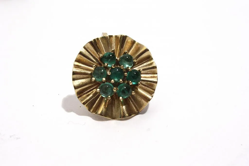 1940s TRABERT HOEFFER MAUBOUSSIN Gold and Emerald Earrings