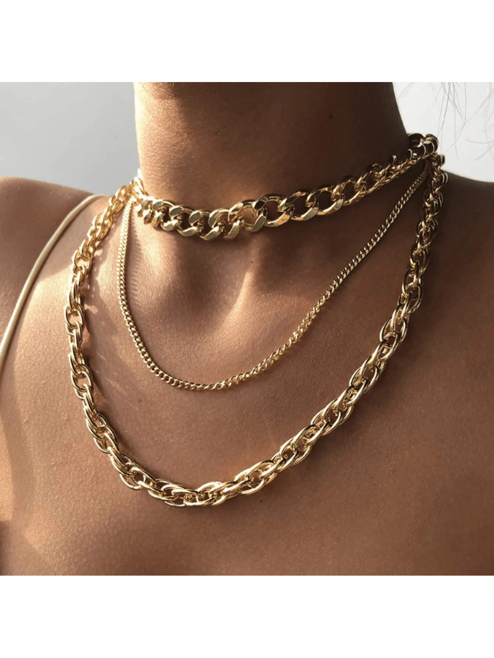 1pc Simple Punk Style Thick Chain Necklace For Women